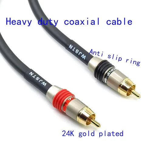 Vista 5 de WJSTN Cable de audio RCA a RCA, cable de subwoofer, cable de audio coaxial digital RCA macho a RCA macho, cable blindado doble, color negro, paquete