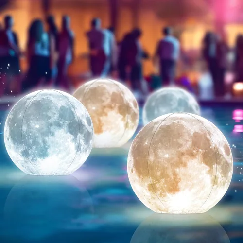 Vista 14 de TIALLY Luces Flotantes de Piscina Luna Llena - Luces de Piscina de 14" que Flotan con Energía Solar, Bolas de Luz LED Inflables Impermeables