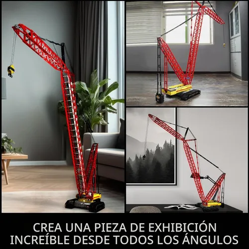 Vista 7 de Mould King Grúa sobre orugas LR13000, kit de bloques de construcción, modelo de grúas de vehículos de construcción técnica con control remoto L-17015