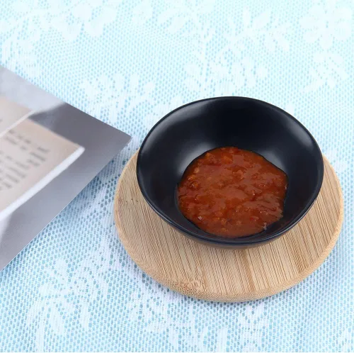 Vista 7 de Platos de cerámica mate para salsa de soja, cuencos de salsa de soja para sushi negra, platos de aperitivo con borde irregular para cocina, hogar