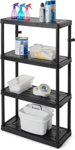 Vista 9 de Gracious Living Unidad de almacenamiento de 4 estantes de altura fija de servicio medio, 14 x 32 x 54.5 pulgadas, sistema organizador para el hogar