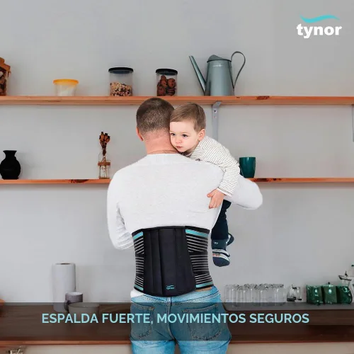 Vista 4 de TYNOR Cinturón de Soporte para la Espalda Ajustable Corsé para la Espalda para Dolor de Espalda Baja, Cinturón de Soporte Lumbar Transpirable