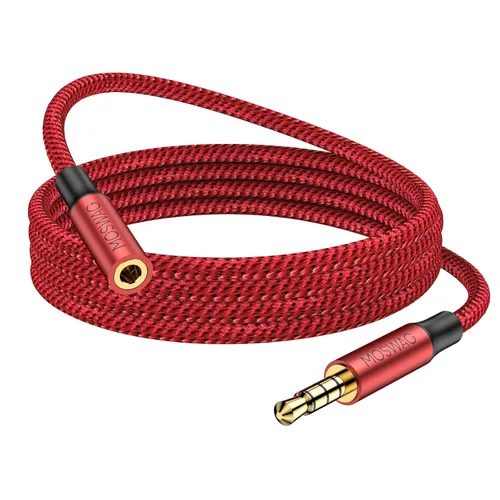 Vista 11 de MOSWAG Cable de extensión de 3.28 pies/1 metro de 3.5mm macho a hembra, cable de audio estéreo de nailon trenzado compatible con estéreos