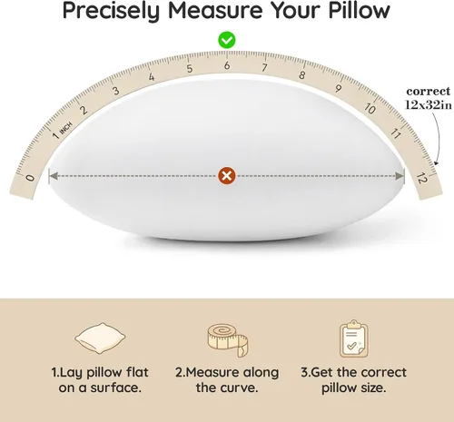 Vista 4 de AM AEROMAX 12x32 Memory Foam Throw Pillow Insert, Rectangular Lumbar, White Long accent shape decorates bed/sofa/couch full pillow-cover look