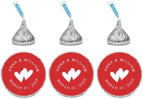 Vista 25 de Andaz Press Etiquetas personalizadas de gota de chocolate para boda, nombres y fecha redondos, turquesa aguamarina, paquete de 240, personalizadas