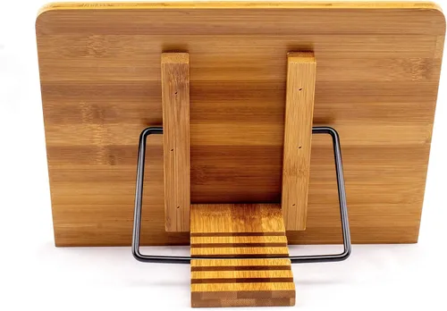 Vista 7 de Soportes y Porta-libros de Bambú Grandes A+ (15.4 x 11 Pulgadas) XL para Lectura con Manos Libres en la Cama, Libro de Cocina, Libro de Texto