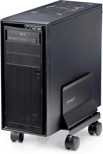 Vista 7 de StarTech - Carrito de torre para computadora, carga máxima de 46.3 libras, TAA (CPUMOBILESTND) Carrito de CPU móvil rodante sobre ruedas, soporte