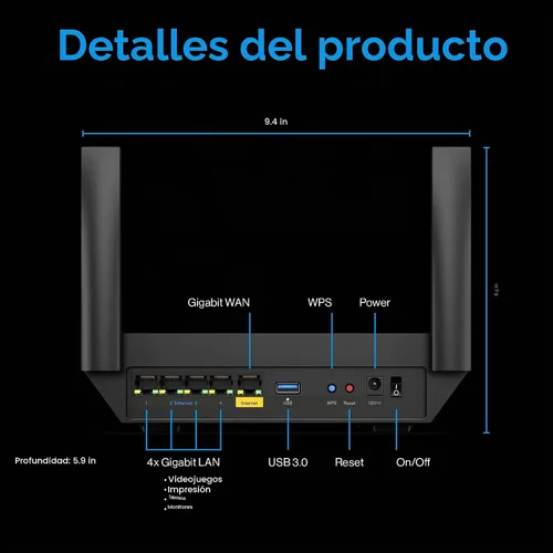Vista 6 de Linksys Router Mesh WiFi 6 Conecta más de 35 dispositivos Hasta 2,700 pies cuadrados Velocidades de hasta 5.4 Gbps LN3121-AMZ Lanzamiento