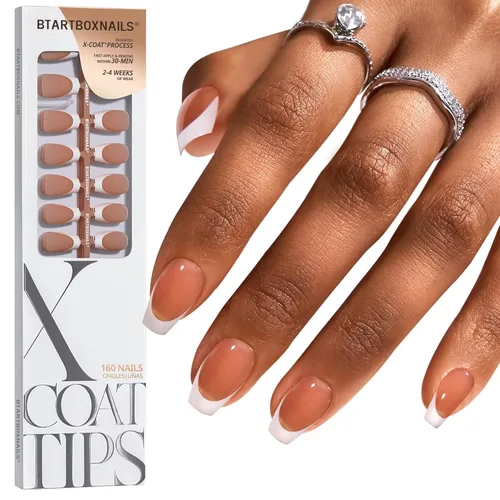 Vista 43 de BTArtboxnails XCOATTIPS White French Tip Press On Nails, XXS Squoval, Pink Lamp-Curable, 4-Week Wear, Natural Nail Look, Salon Quality Value at