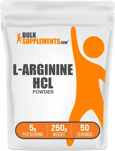 Vista 7 de BulkSupplements.com L-Arginina HCl en polvo - Suplemento de óxido nítrico, polvo de arginina - Sin sabor y sin gluten, 5g por porción, 500g