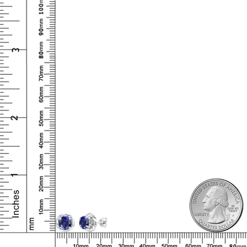 Vista 355 de Gem Stone King Aretes de plata de ley 925 de 0.236 in con piedra natal redonda para mujer