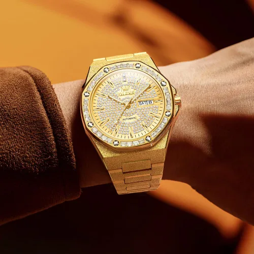 Vista 4 de OLEVS Relojes automáticos para hombre, cuerda automática, mecánico, de negocios, vestido de lujo, acero inoxidable, impermeable, luminoso, reloj