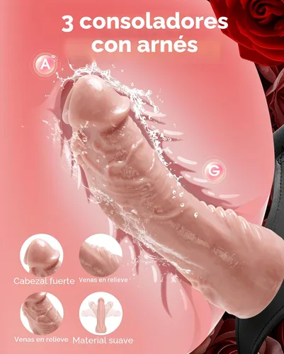Vista 2 de UTIMI Correa de sexo de amarrar con consolador de silicona juguetes sexuales para masturbación femenina y lesbiana, lubricante incluido