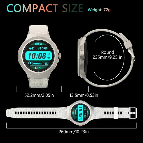 Vista 7 de Reloj inteligente militar con monitor de frecuencia cardíaca, brújula, linterna, GPS, reloj inteligente de 1.43 pulgadas con más de 170 modos