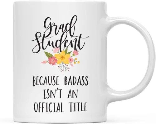 Vista 73 de Andaz Press Taza de café de 11 onzas, regalo de broma, tía porque Badass no es un título oficial, gráfico floral, 1 paquete