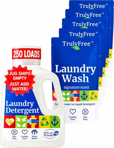 Vista 12 de Truly Free Detergente Natural para Ropa para Piel Sensible Ecológico, a Base de Plantas, Seguro para Ropa de Bebé Polvo Limpio y Fácil