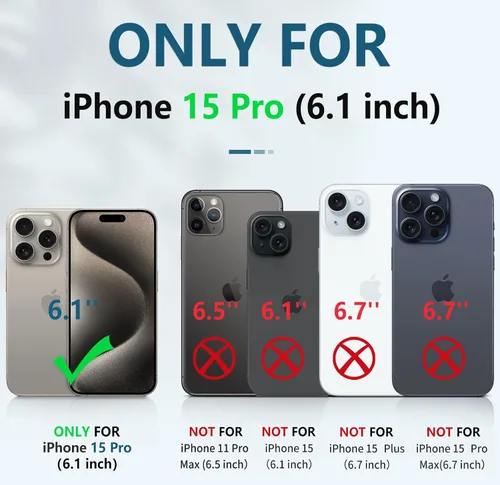 Vista 2 de FNTCASE Funda para iPhone 15 Pro: protección contra caídas y golpes de grado militar con función atril y tobogán Protector resistente texturizado