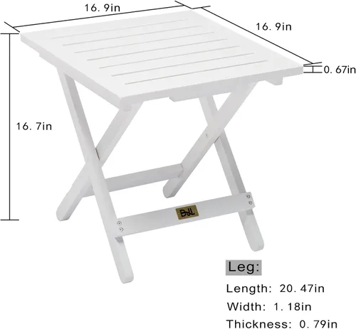 Vista 3 de DJL Mesa auxiliar plegable de madera para sillas Adirondack, mesa auxiliar pequeña para exteriores, mesa pequeña portátil para porche, patio, jardín