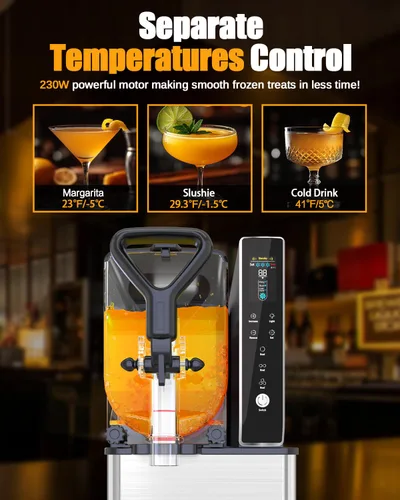 Vista 3 de Máquina de Granizado para el Hogar, Máquina de Margarita de 0.8 Galones para Granizado de Daiquiri Limón-Lima, Sin Hielo Necesario, Máquina