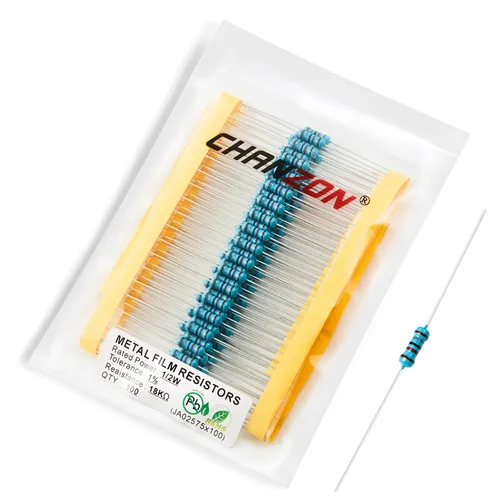 Vista 63 de Chanzon 100pcs 1/2W (0.5W) 1 Ω ohmios Resistencia fija de película metálica 0.01 ±1% Tolerancia 1R MF Orificio pasante Resistencias limitadoras