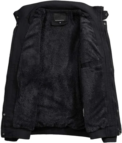 Vista 6 de CRYSULLY - Chaqueta de invierno de forro polar para hombre estilo informal con varios bolsillos abrigo de campo