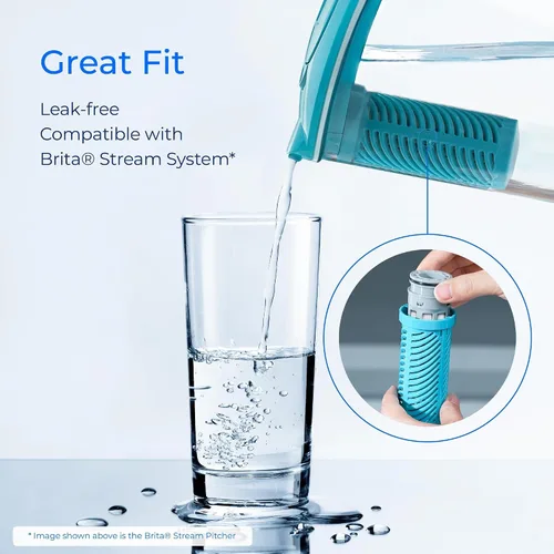 Vista 2 de Waterdrop Repuesto para filtro de agua Brita® Stream Pitcher, jarras y dispensadores de filtro Brita® OB05, filtros de vertido, filtros mejorados