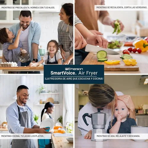 Vista 6 de Emerson Freidora de aire SmartVoice de 5.3 cuartos de galón, más de 1000 comandos de voz, cocina digital 6 en 1, diseño compacto de encimera, cocina