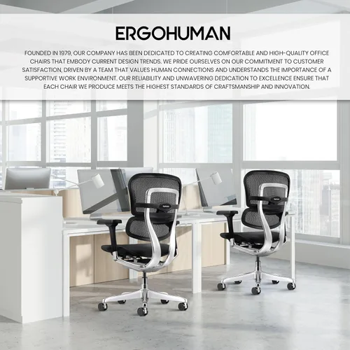 Vista 8 de Eurotech Seating Ergohuman Silla giratoria de malla con respaldo medio, color negro