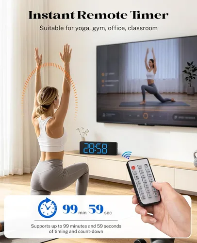 Vista 6 de Digital Clock Large Display, 13" Large Wall Clock for Classroom Big Led Wall Clocks with Remote Control,Date,Week,Alarm,Temp&DST for