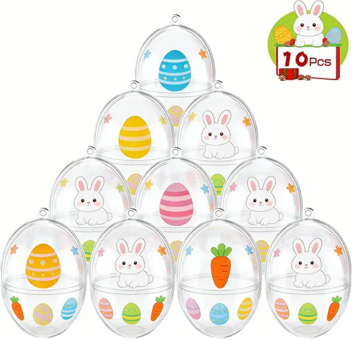 Vista 8 de Barelove Esferas transparentes rellenables para Pascua, 10 bolas transparentes para manualidades, esferas decorativas colgantes de plástico