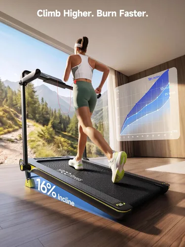 Vista 2 de YPOO Walking Pad Treadmill with Incline, 2-in-1 Under Desk Walking Pad with Foldable Handlebar, 0.5-6.2 MPH Portable Treadmill for Home Office, 2.5