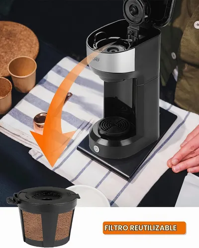 Vista 5 de Commercial CHEF Cafetera de una sola porción, tanque de agua de 13 onzas Negro /Gris