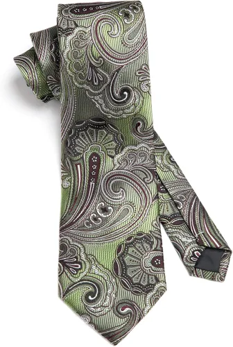 Vista 207 de HISDERN Corbatas para hombre, corbata de cachemira y bolsillo cuadrado tejido clásico floral para hombre, corbata de fiesta de boda