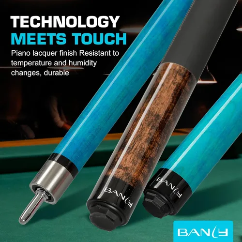 Vista 4 de Banly Tacos de Billar - Tacos de 58" de madera de arce canadiense con punta de 12.5mm de baja deflexión, palo de billar para control de precisión