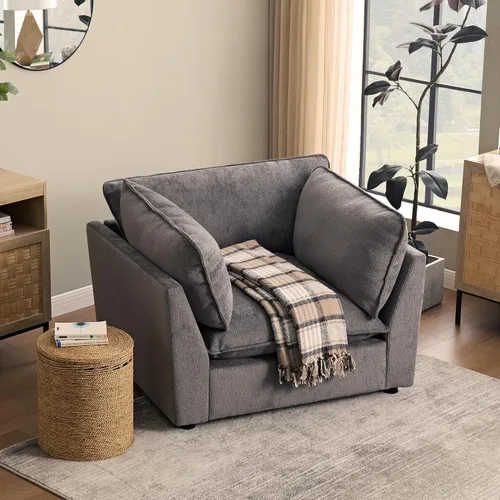 Vista 38 de Iroomy Oversized Modular Sectional Sofa, Chenille Cloud Couch, Deep Comfy Seat, 4-Seater Sofas, Couches, Living Room, Beige