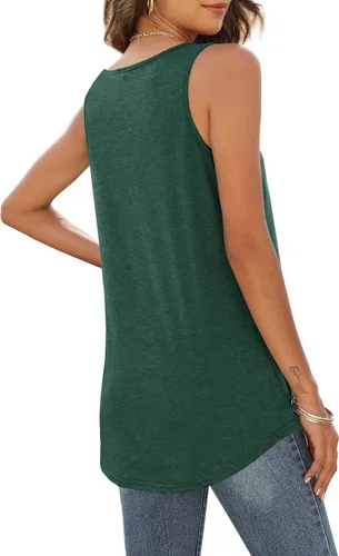 Vista 5 de WIHOLL Camisetas sin mangas para mujer, ajuste holgado, cuello en V, sin mangas, a la moda