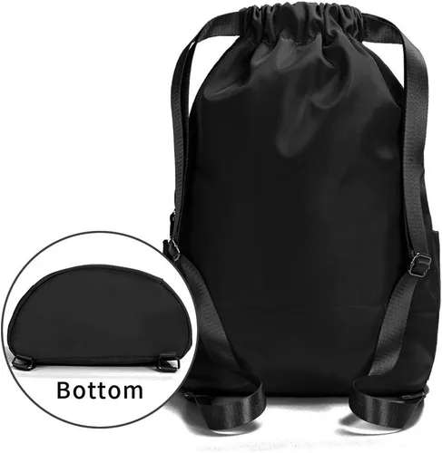 Vista 3 de ZOORON Mochila de gimnasio impermeable con cordón para hombres y mujeres, bolsa deportiva para gimnasio, mini mochila de viaje, A01-negro, Mochilas