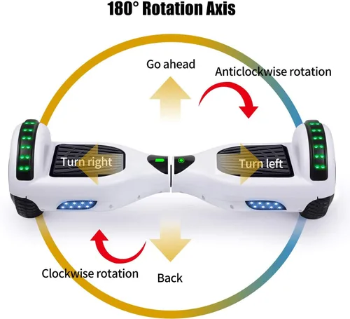 Vista 6 de FLYING-ANT Patinete autoequilibrante de 16.51 cm con altavoz y luces LED rojas