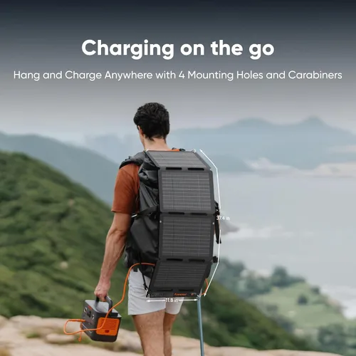 Vista 8 de Jackery SolarSaga 40W Air - Panel solar, 23% de eficiencia de conversión, paneles bifaciales PERC de tamaño libro, impermeable IP65, cargador solar