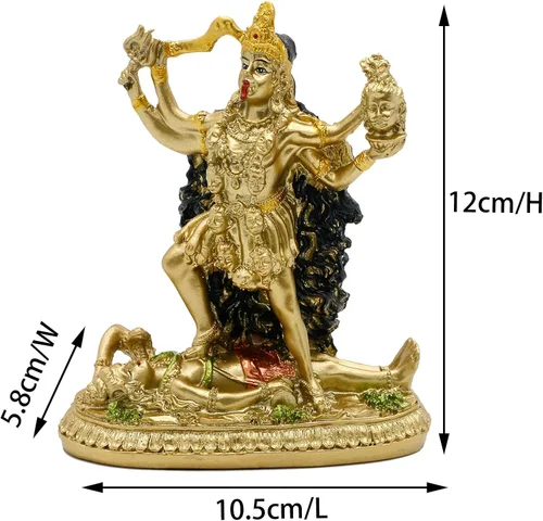 Vista 4 de BangBangDa Escultura de estatua de la diosa hindú Kali, ídolo antiguo decorativo de dios indio, figura de la diosa india del tiempo y la muerte