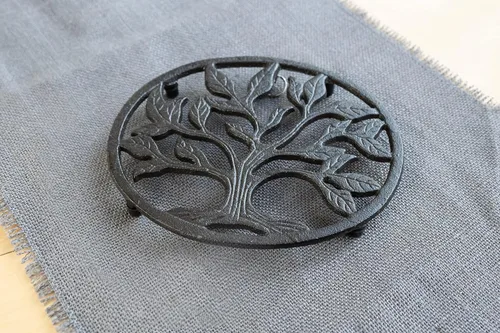 Vista 4 de GASARÉ, Salvamanteles de hierro fundido para platos calientes, ollas y sartenes, salvamanteles de metal, diseño de raíces de árbol, tapas de patas