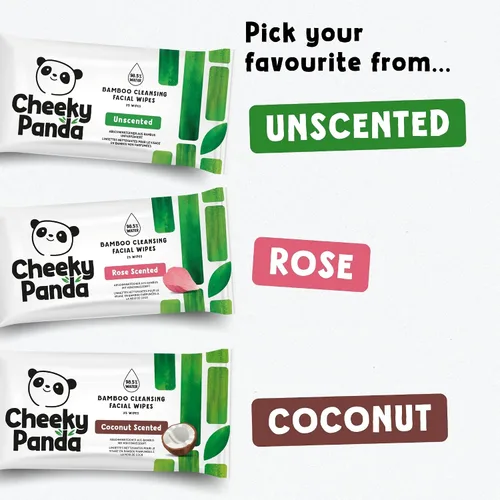 Vista 8 de The Cheeky Panda Paquete a granel de toallitas húmedas de limpieza facial 24 paquetes de 25 toallitas desmaquillantes desechables perfumadas
