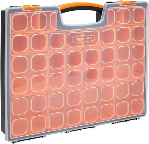Vista 7 de Amazon Basics Organizador de 19 compartimentos extraíbles, negro, naranja, 16.5 x 13.2 x 2.4 pulgadas