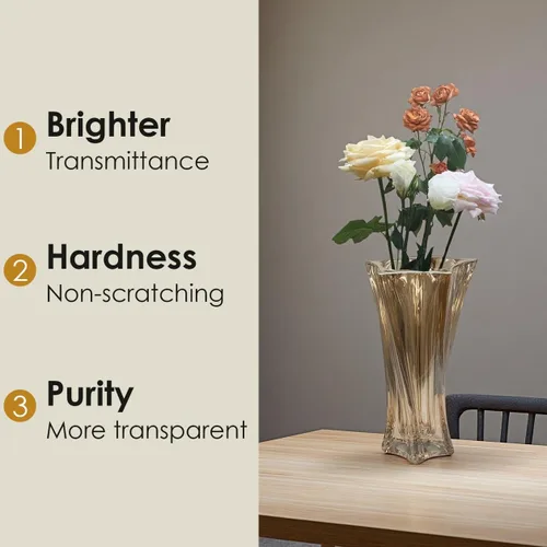 Vista 4 de Jarrones de vidrio para flores, jarrones modernos gruesos de 3.5 libras para mesas centros de mesa para decoración del hogar, florero de cristal