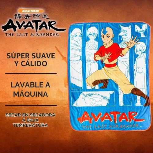 Vista 3 de Silver Buffalo Avatar The Last Airbender With Aang, Zuko, Katara, Sokka Wolf, Toph Beifong, Appa y Momo - Manta de forro polar de 45 x 60 pulgadas