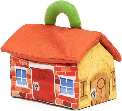 Vista 2 de Cuddle Barn - Juego de tres cerditos en la hora de la historia Juego de peluche portátil de cuento de hadas para niños, 4 personajes, 7 pulgadas
