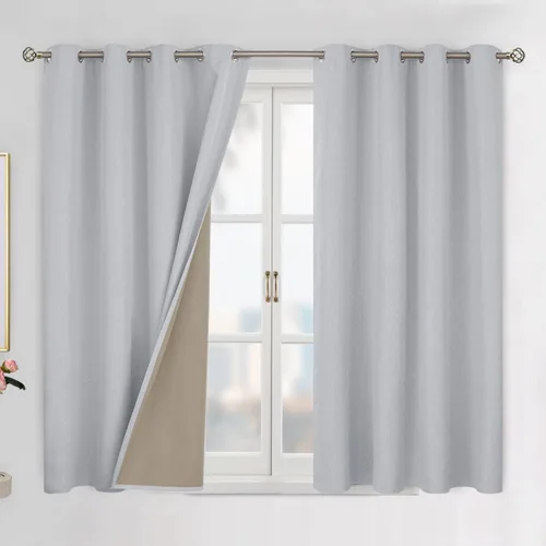 Vista 12 de BGment - Cortinas opacas al 100 % con forro para el dormitorio, cortinas con ojales, con textura de lino, de aislamiento térmico, para la sala