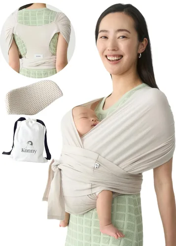 Vista 10 de Portabebés Konny Flex AirMesh con Soporte para la Cabeza - Canguro Ajustable, Fácil de Usar, Sin Manos, Fular Transpirable para Bebé, Perfecto