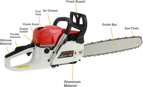 Vista 4 de cdar Motosierra a gas, potente motosierra ergonómica inalámbrica de mano de 20 pulgadas, 58 cc, 13000 r/min, herramienta de corte de madera