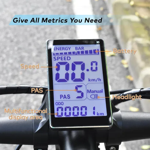 Vista 3 de Ebike Display, Protocolo UART No. 2, Ordenador de Ciclismo de Marco de Aleación de Aluminio 24V-60V, Pantalla LCD de Ebike para Enriquecer el Viaje